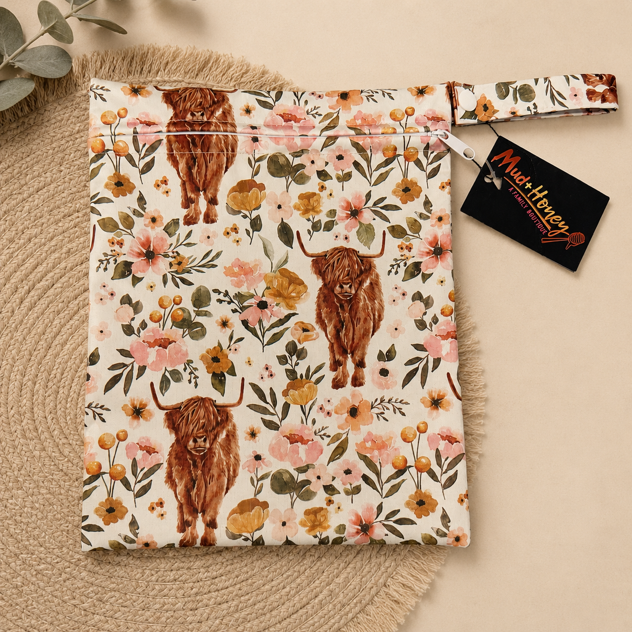 Highland Cow Floral Wet Bag