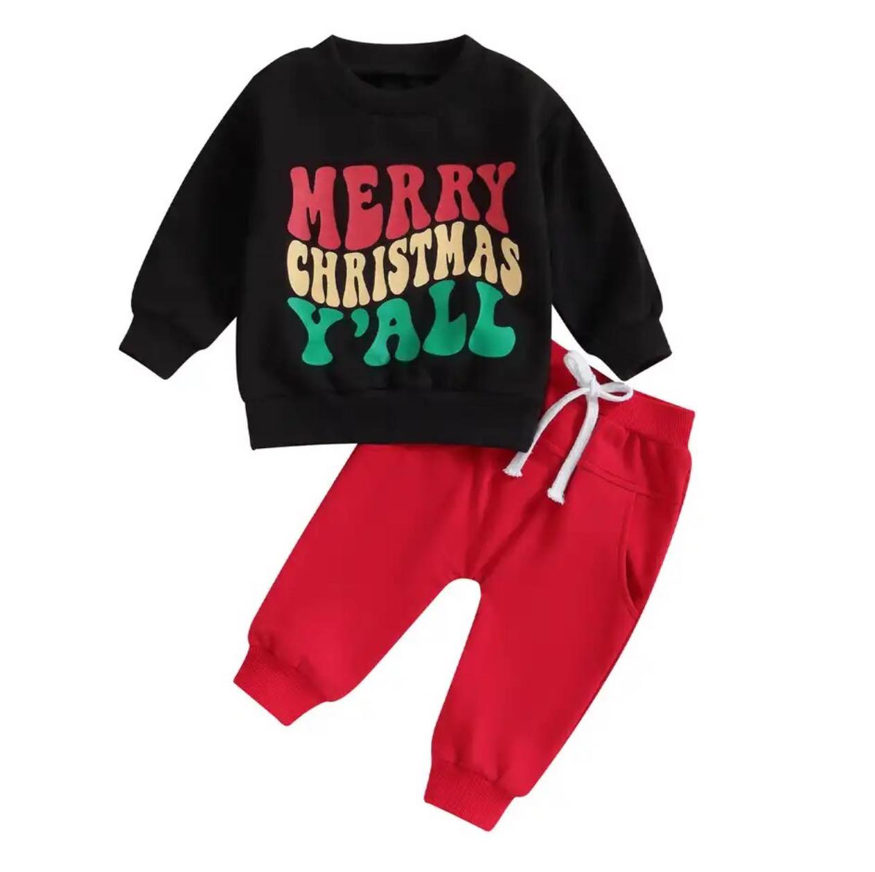 Boy's "Merry Christmas Y'all" Holiday Jogger Set