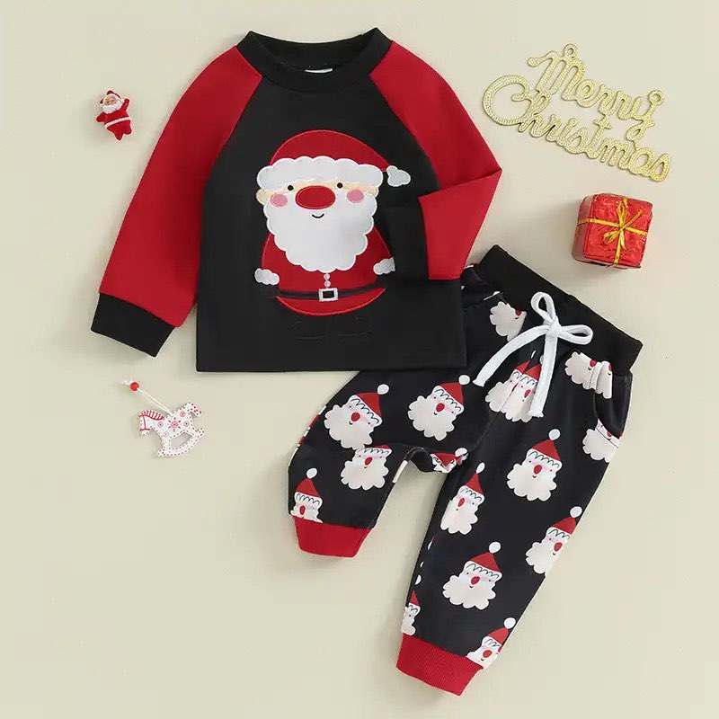 Boy's Black and Red Santa Christmas Outfit