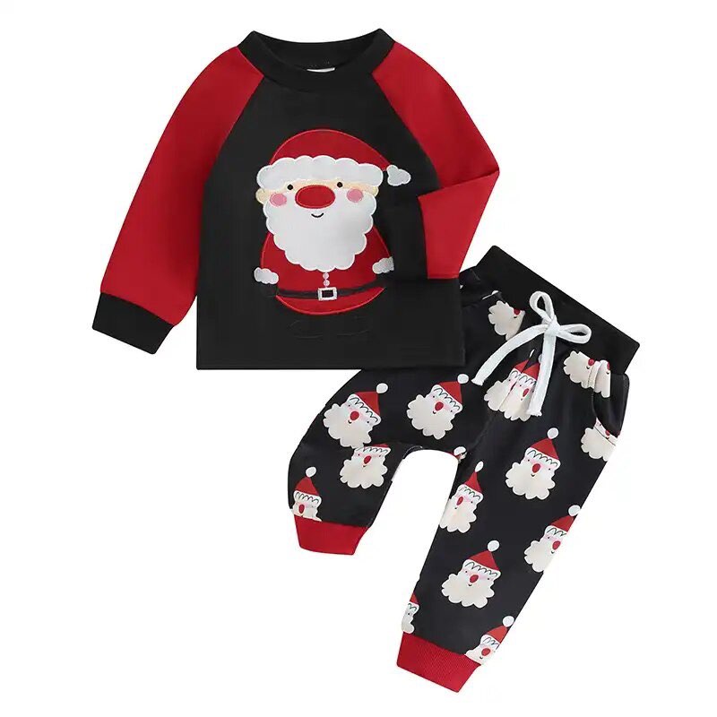 Boy's Black and Red Santa Christmas Outfit