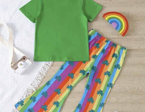 Girl's St. Patrick's Day Rainbow Clover Outfit