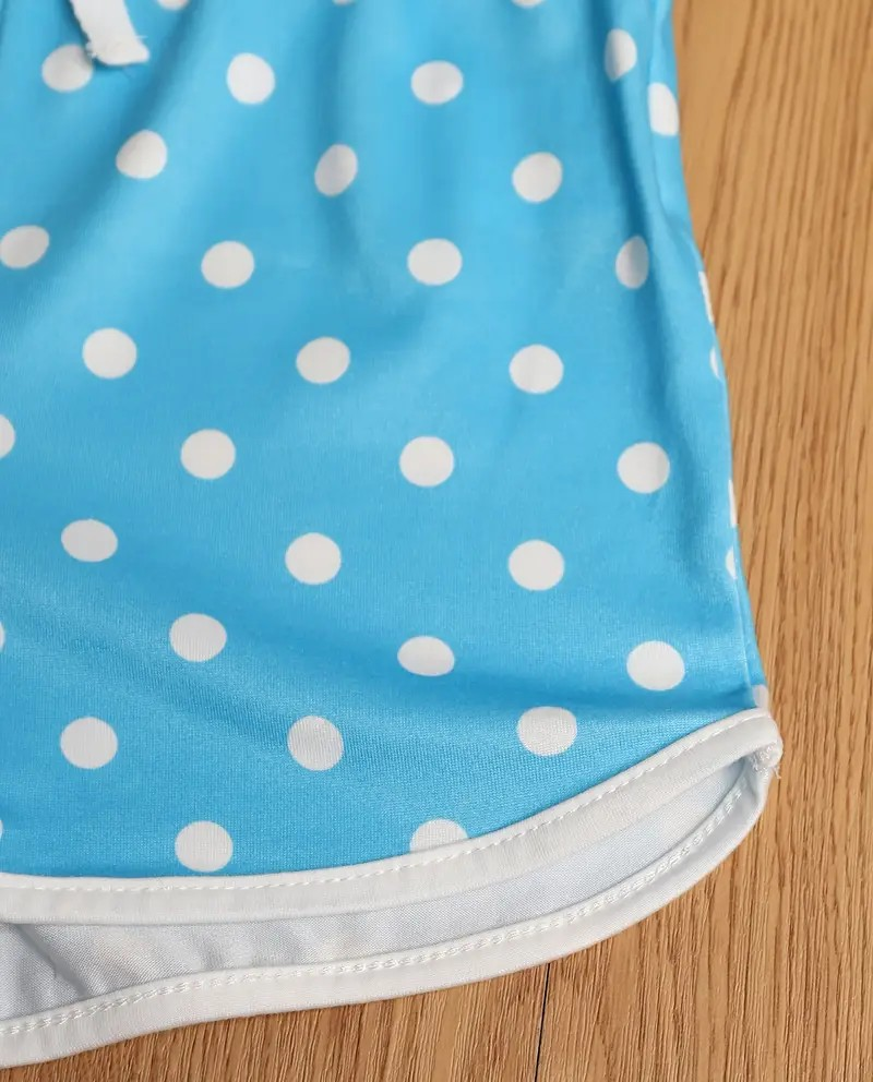 Girl's Summer Sleeveless Romper- Blue Dots/Orange Stripes/Blue Sunflowers