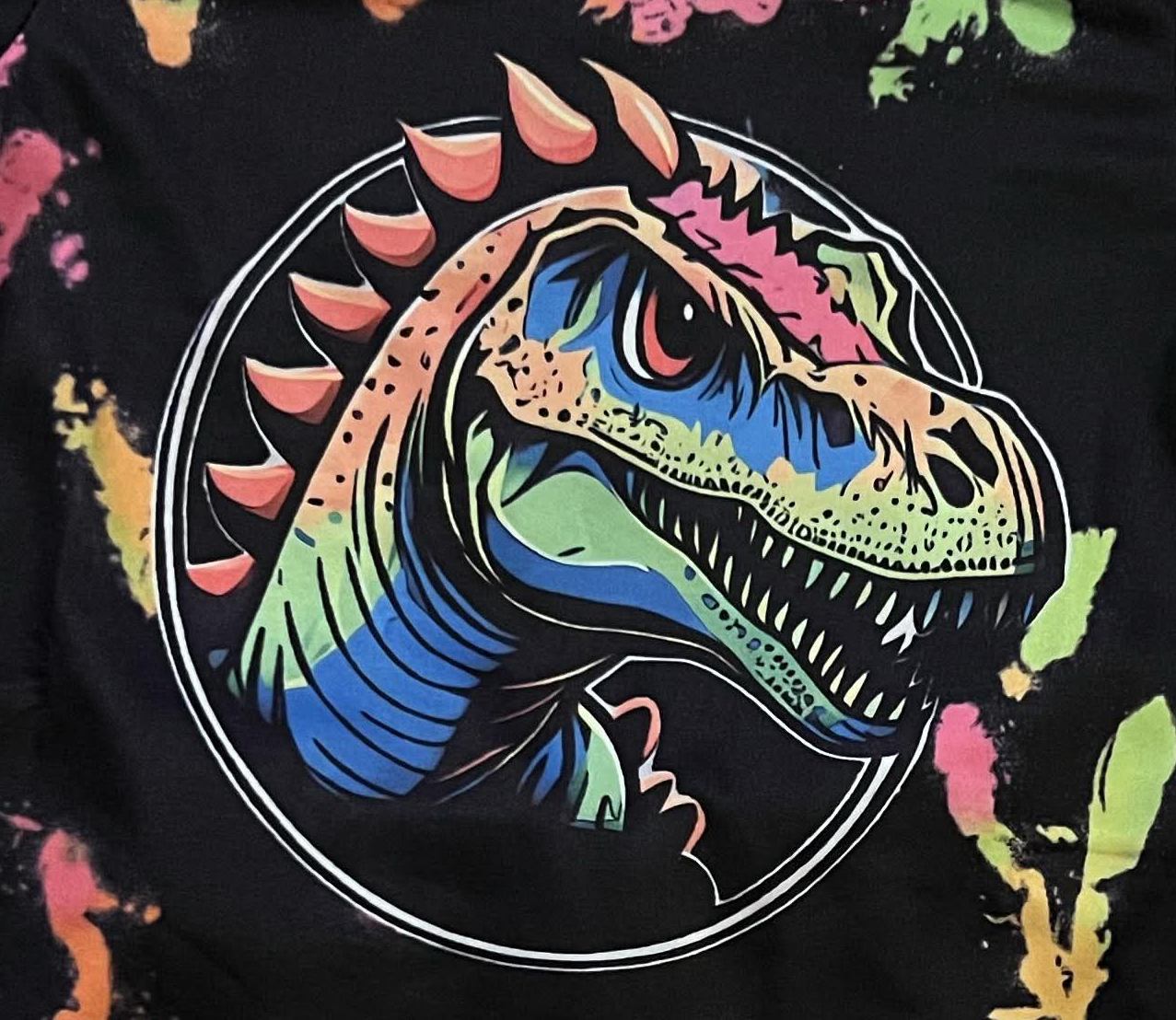 Boy's Neon Paint Splatter Dinosaur Outfit