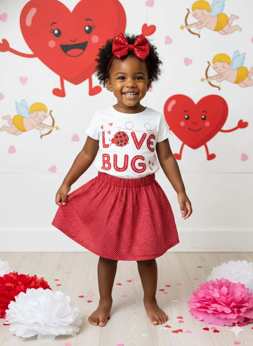 Girl's Handmade Red Hearts Valentine's Day Outfits