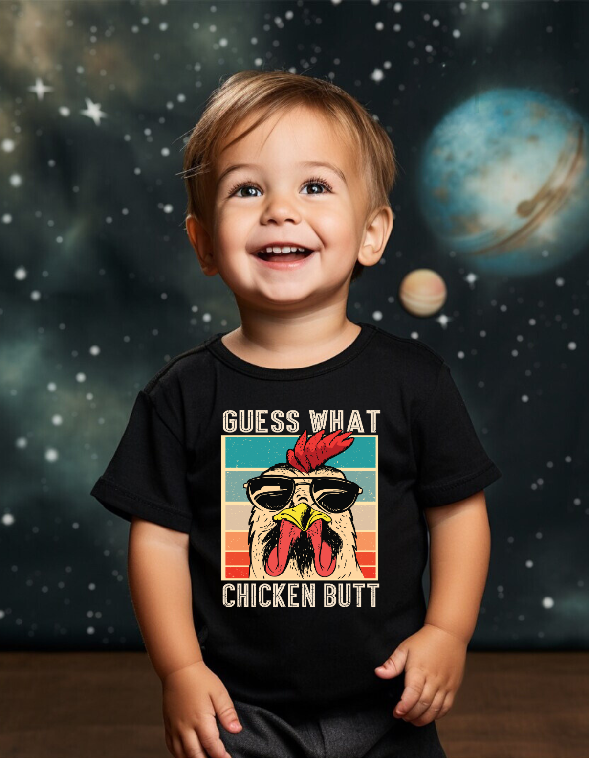 Boy s Guess What Chicken Butt Tee Shirt Mud Honey