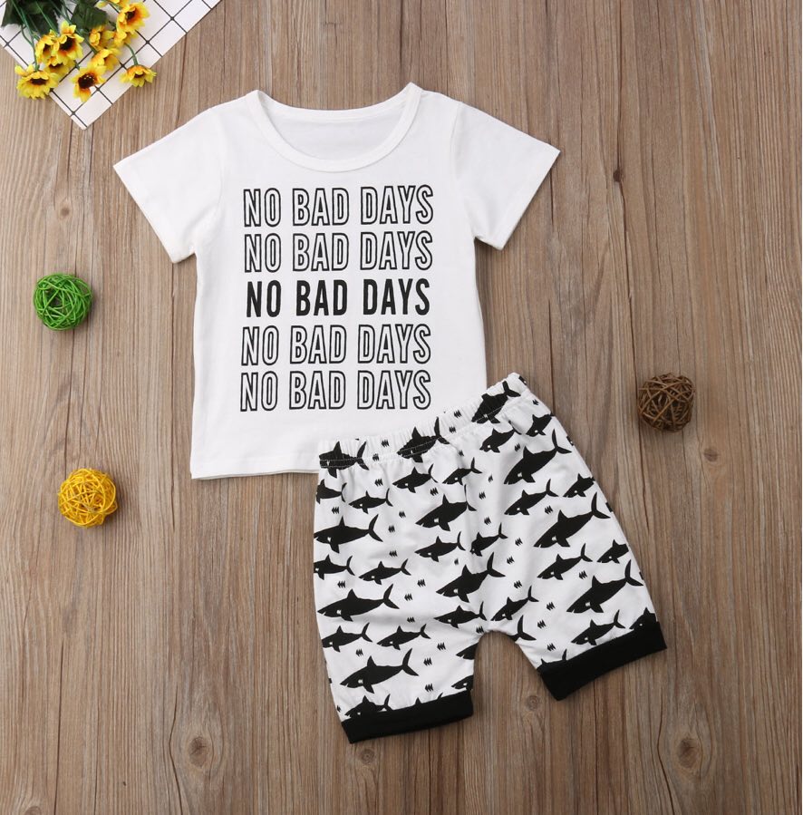 Boy's No Bad Days Shark Short Outfit