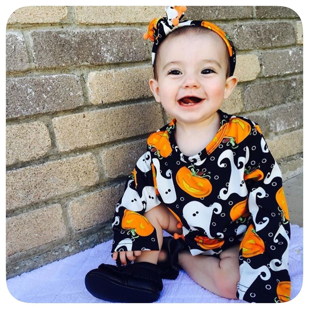 Infant Girl's Halloween Pom Pom Romper