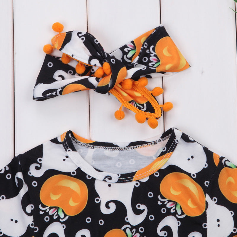 Infant Girl's Halloween Pom Pom Romper