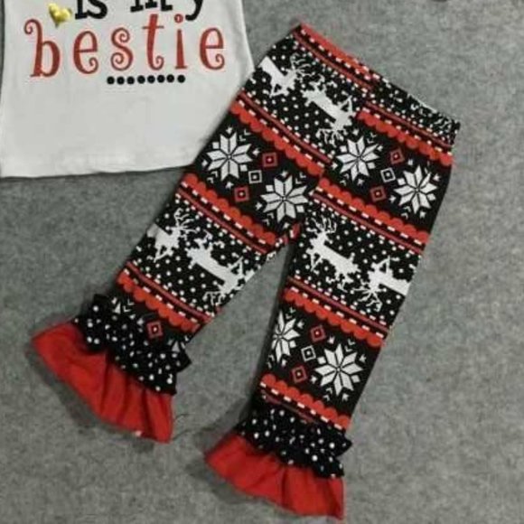 Girl's Christmas Rudolph is My Bestie Boutique Outfit