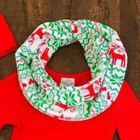 Girl's Christmas Reindeer 3 Piece Scarf Boutique Outfit