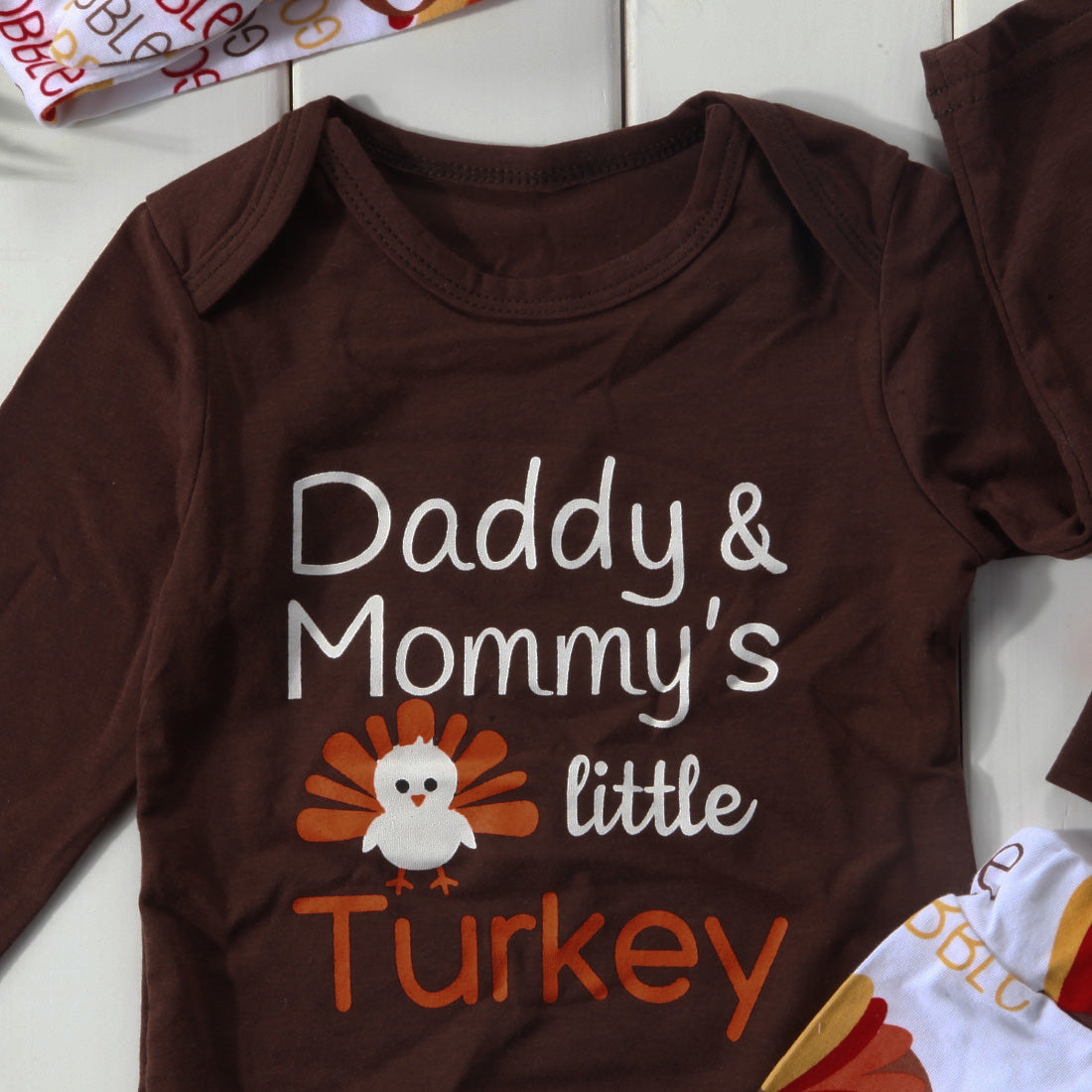 Infant Unisex Daddy & Mommy's Little Turkey Thanksgiving 4 Pc Outfit