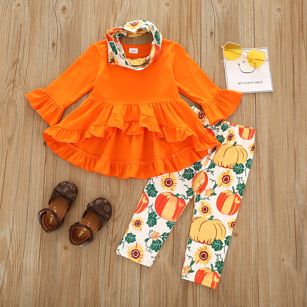 Girl's Fall Pumpkins 3 Pc. Outfit