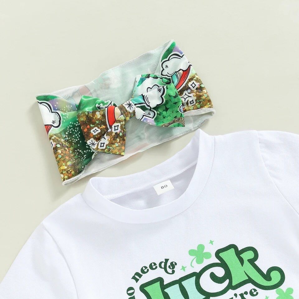 Girl's St. Patrick's Day Who Needs Luck Outfit