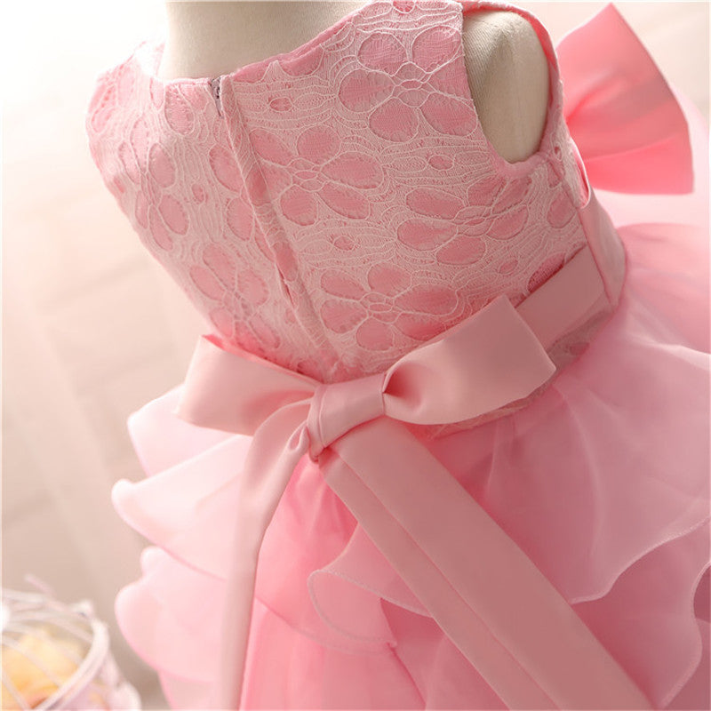 Girl's Solid Colored Ruffled Easter Dress
