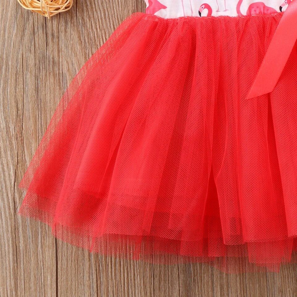 Girl's Pink Flamingo Print Tutu Dress