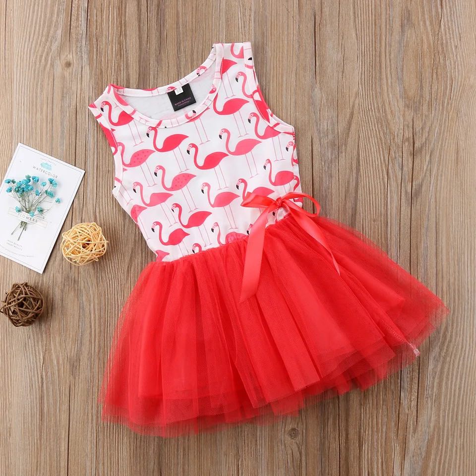 Girl's Pink Flamingo Print Tutu Dress