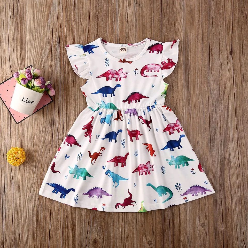 Girl's Dinosaur Print Dress