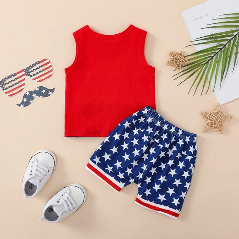 Boy's Patriotic Color Block Outfit