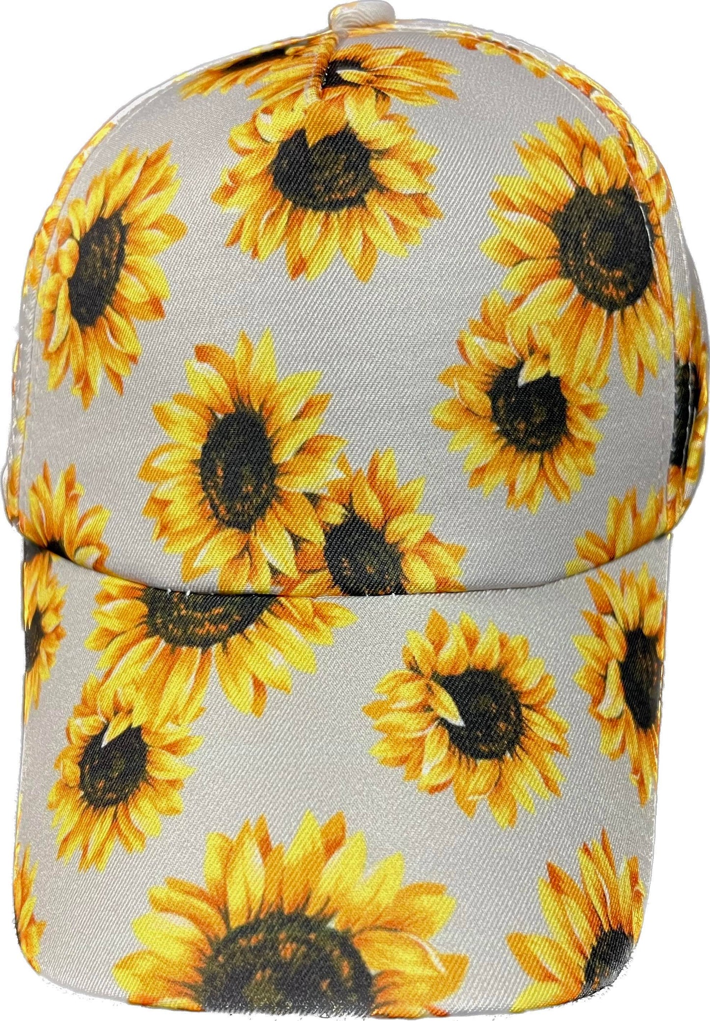 Women's Sunflower Print Ponytail Baseball Cap Hat