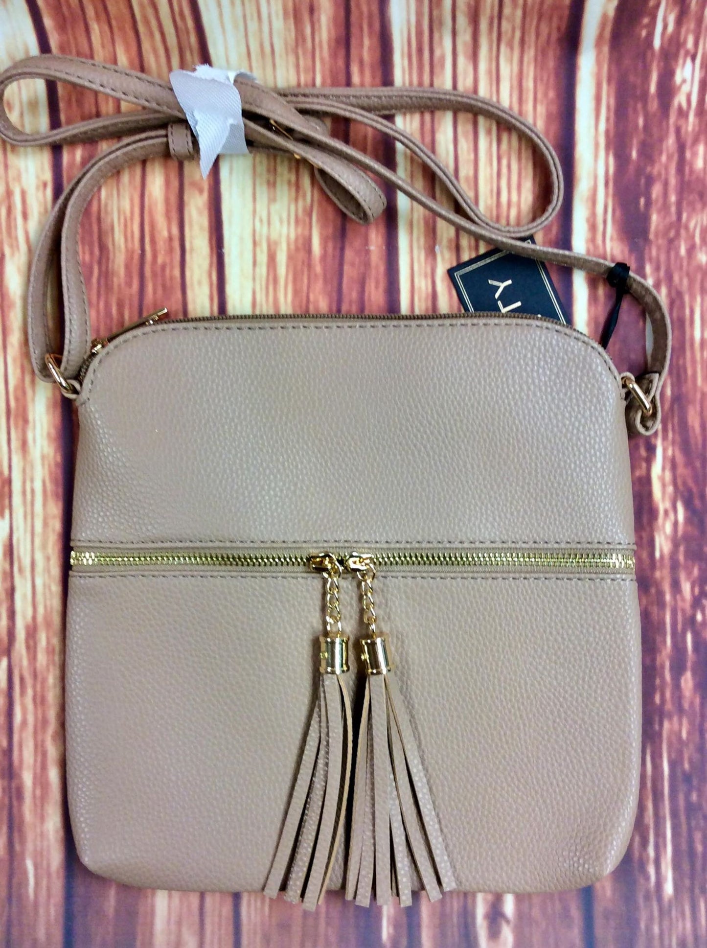 Taupe Tassel Crossbody Purse