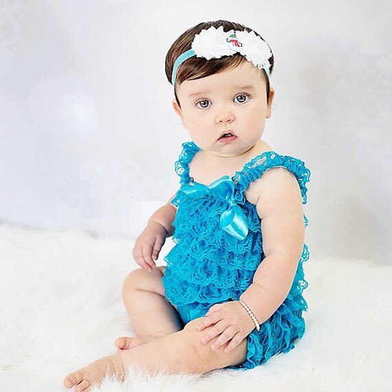 Girl's Solid Colored Lace Petti Rompers