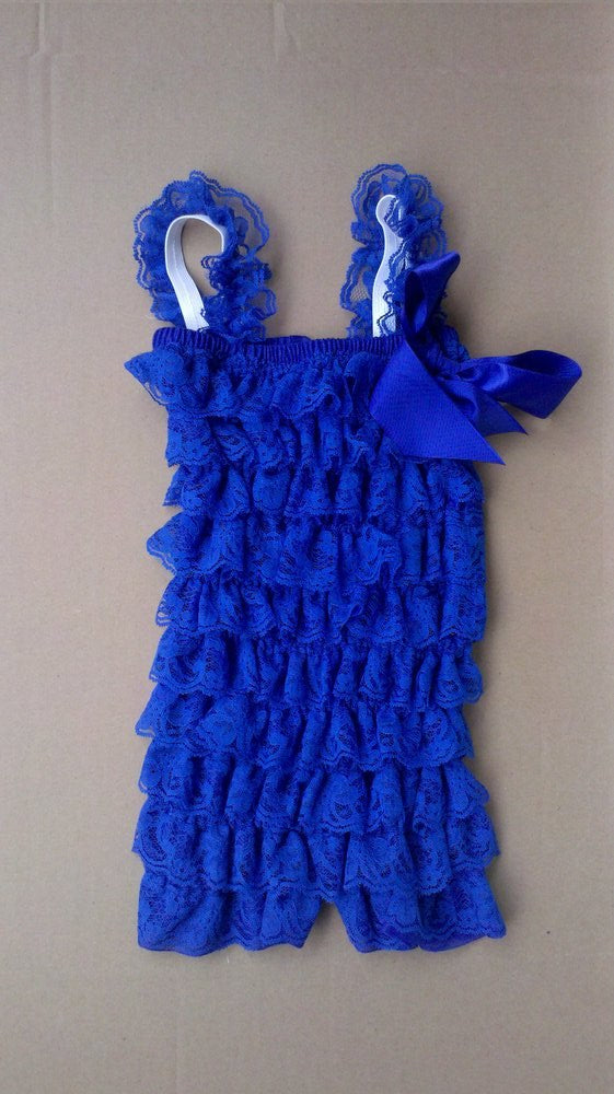Girl's Solid Colored Lace Petti Rompers
