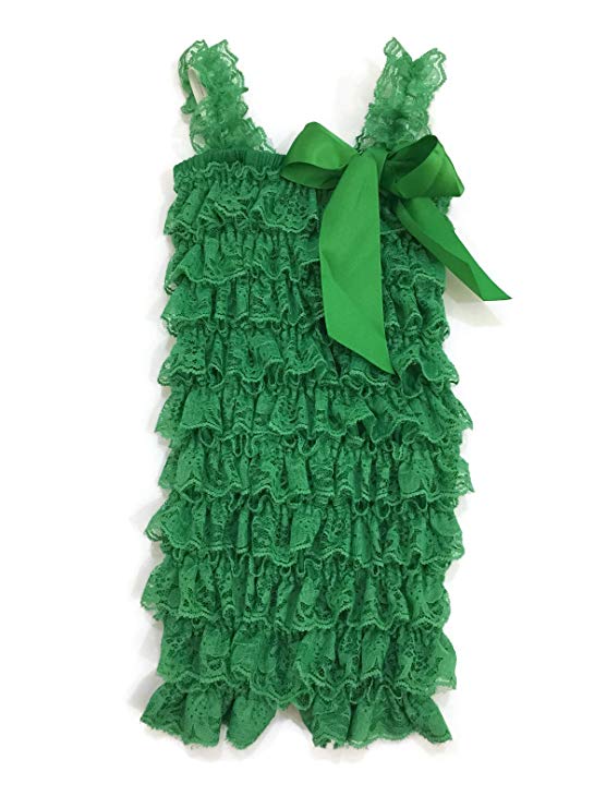 Girl's Solid Colored Lace Petti Rompers