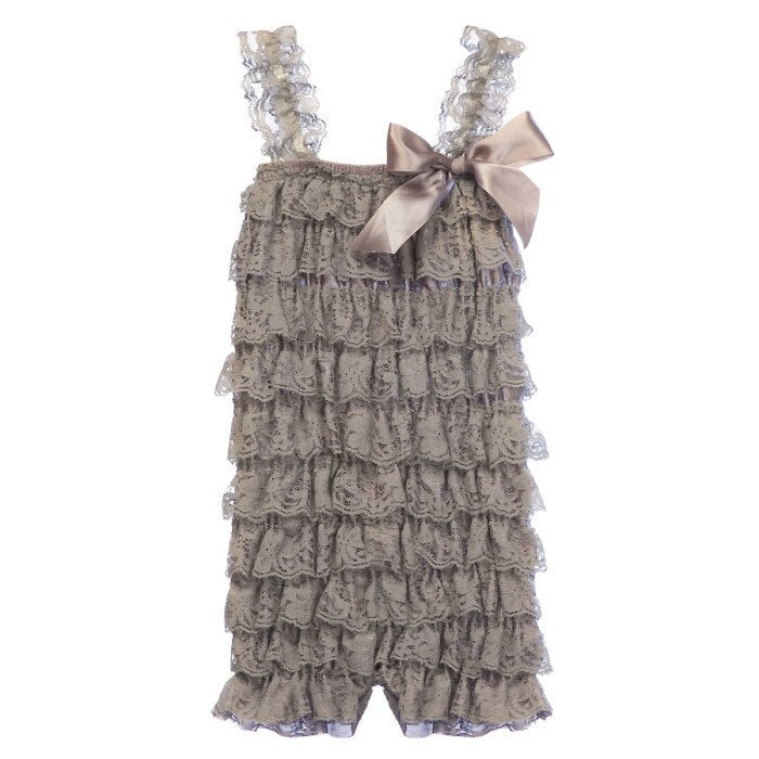 Girl's Solid Colored Lace Petti Rompers