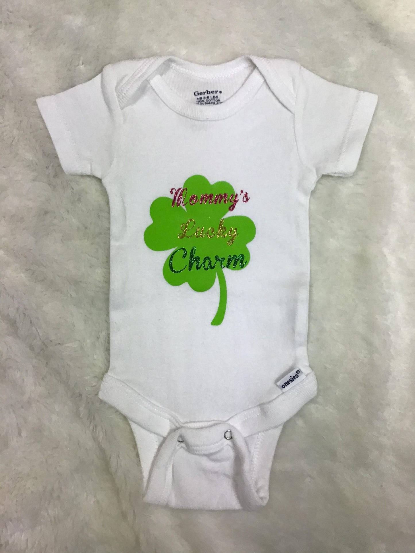 St. Patrick's Day Mommy's Lucky Charm Clover Bodysuit