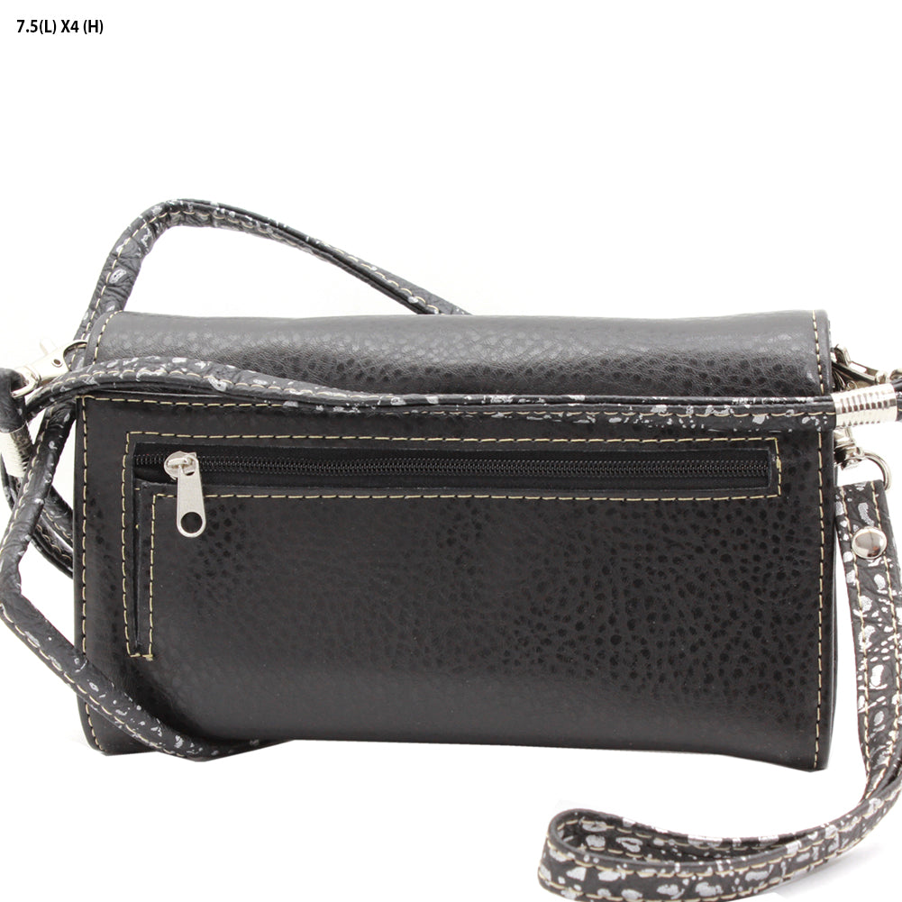 Skull Studded Wristlet Crossbody Wallet
