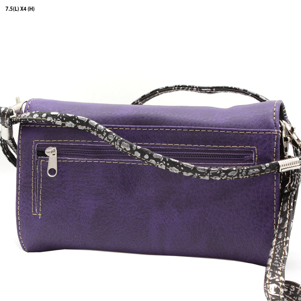 Skull Studded Wristlet Crossbody Wallet