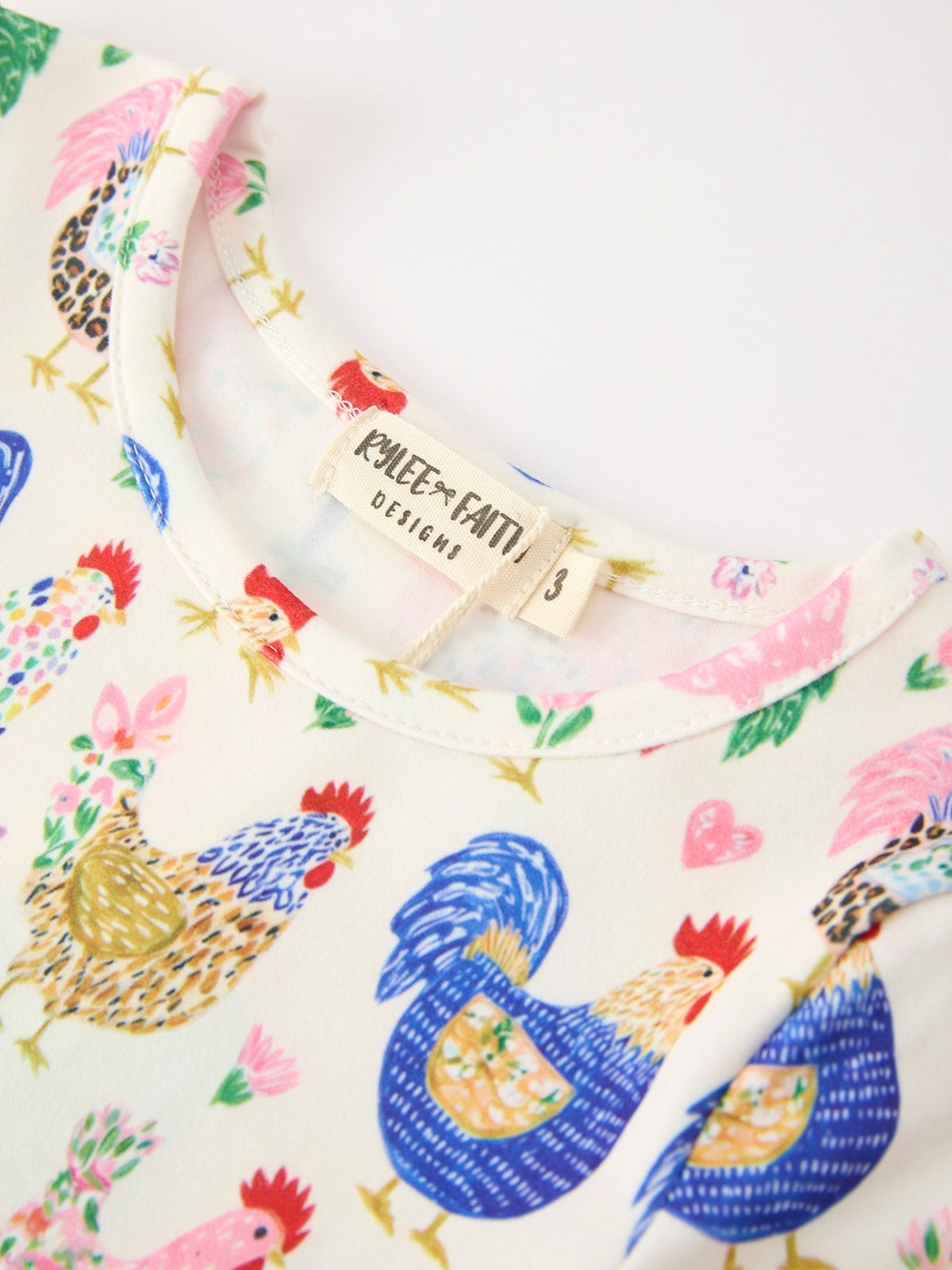 Girls Fall Farm Chicken Print Ruffle Hem Twirl Dress