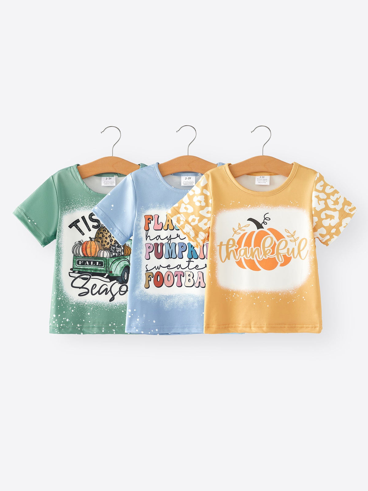 Girl's Fall Thanksgiving Halloween 3 pieces Short Sleeve O-neck T-shirt