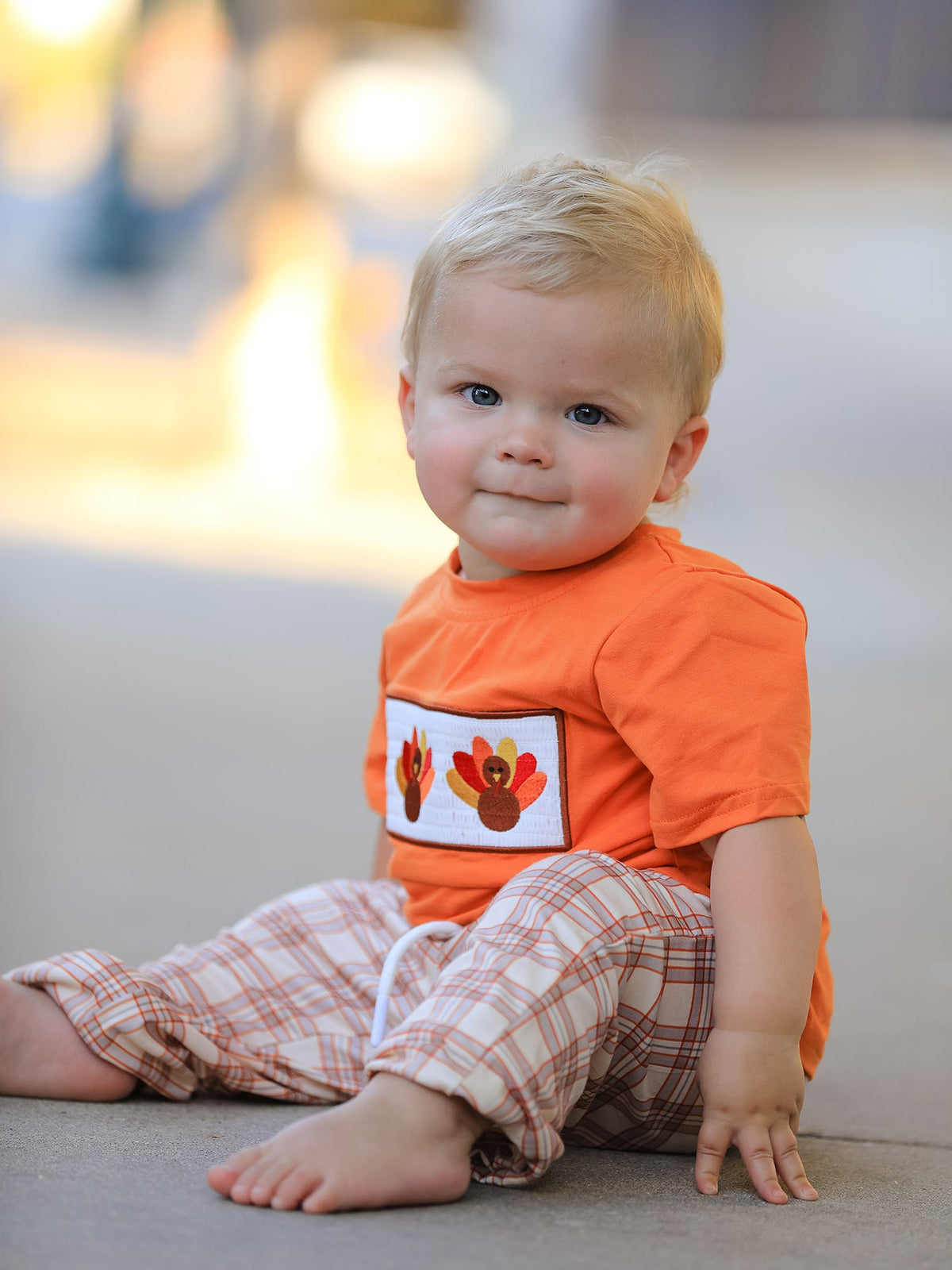 Boy's Thanksgiving Turkey Plaid Boys Pants Set