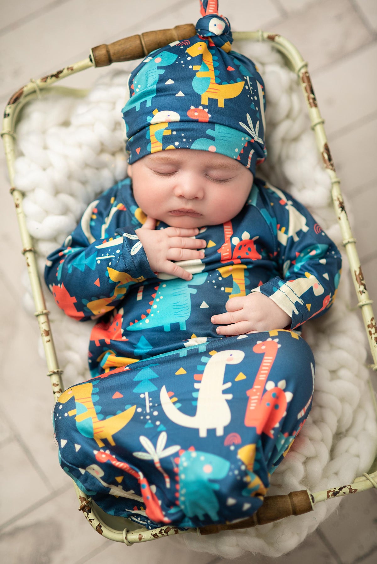 Baby Boy 0-3 Months Dino Baby Gown and Hat