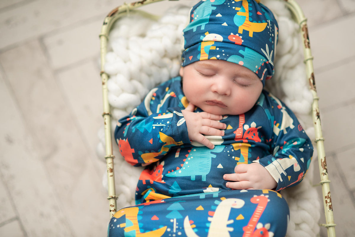 Baby Boy 0-3 Months Dino Baby Gown and Hat