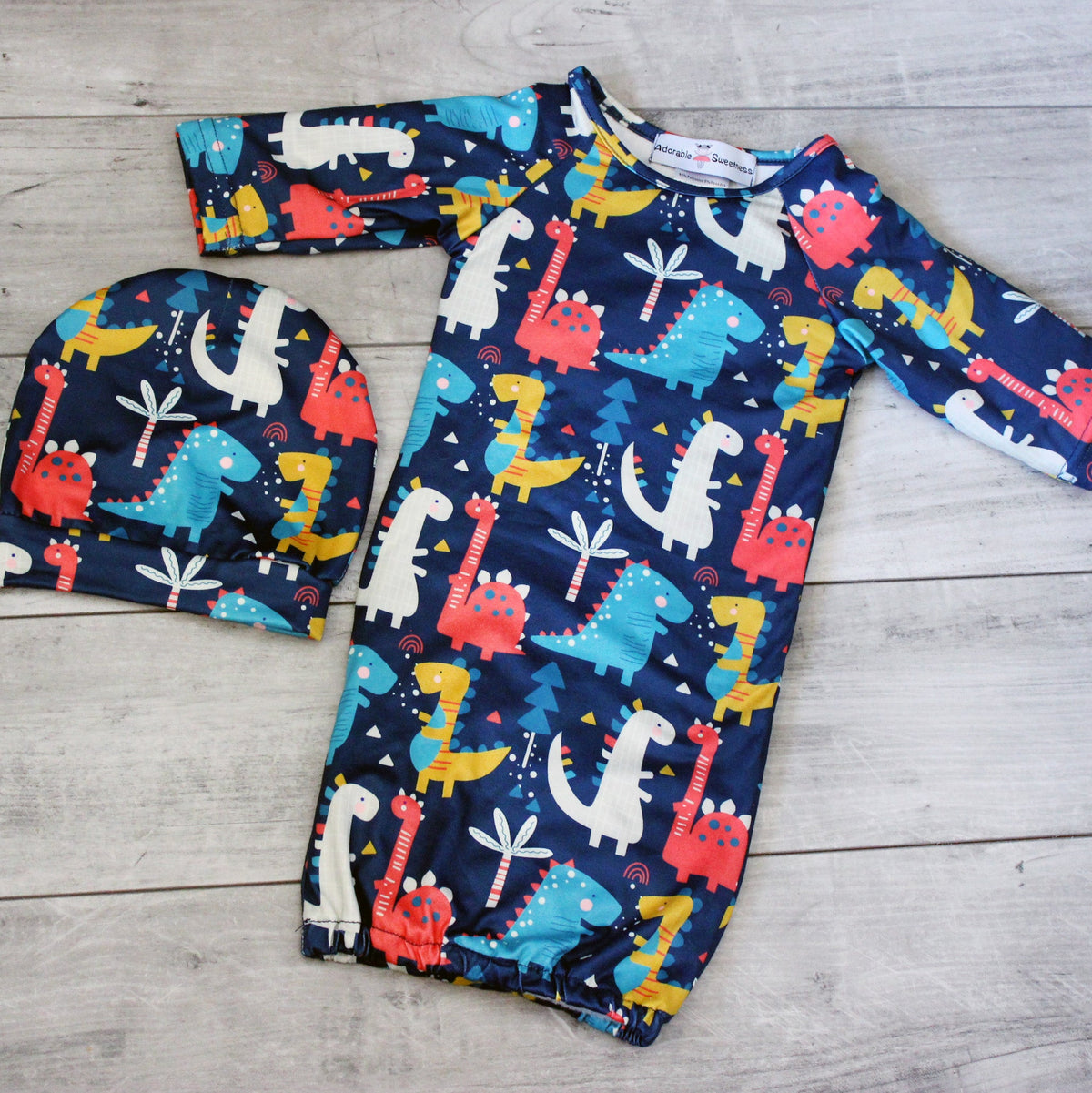 Baby Boy 0-3 Months Dino Baby Gown and Hat