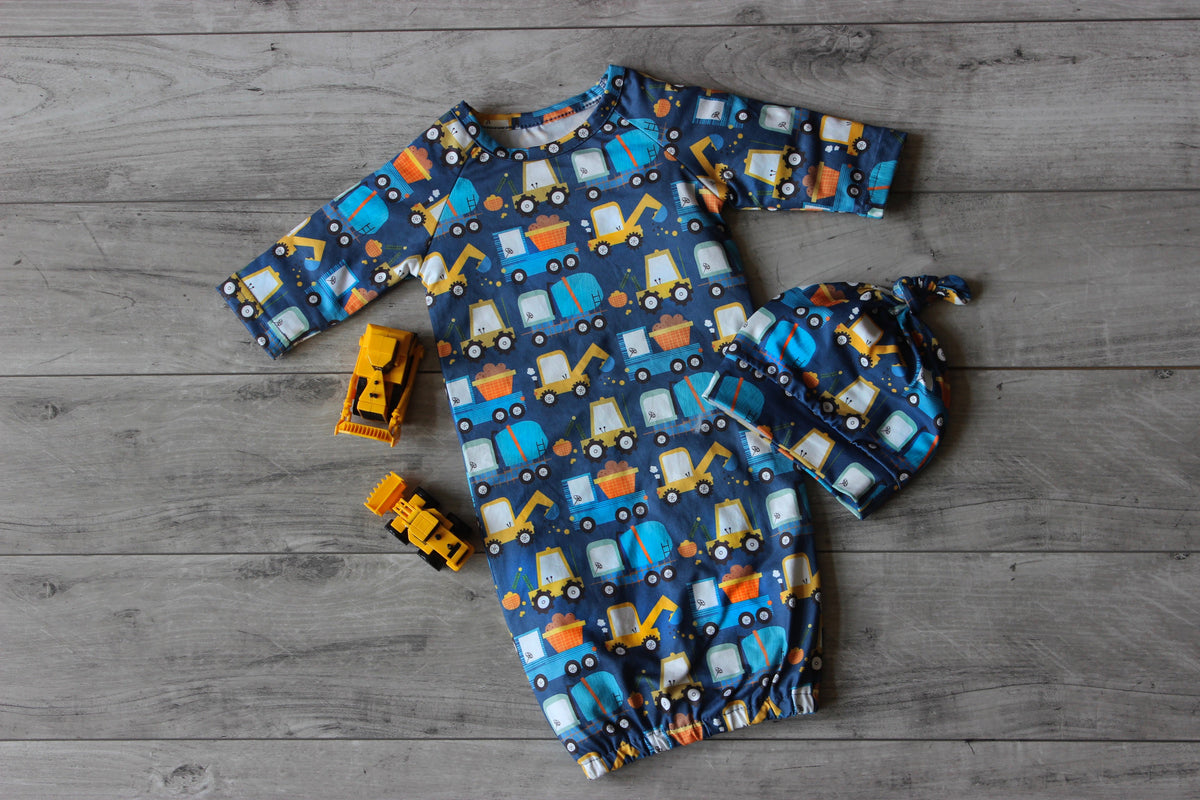 Boy's Truck Baby Gown & Hat Set
