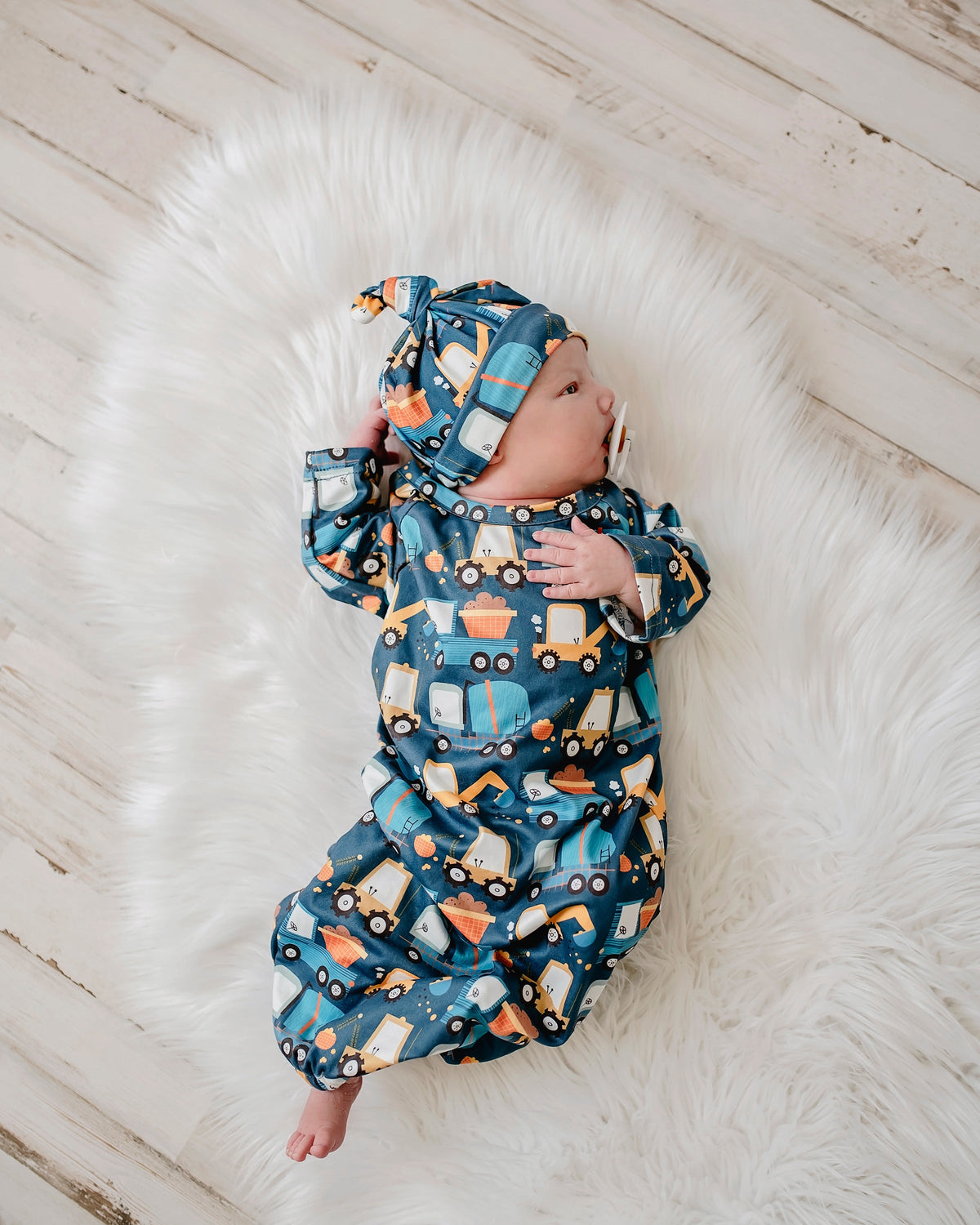 Boy's Truck Baby Gown & Hat Set