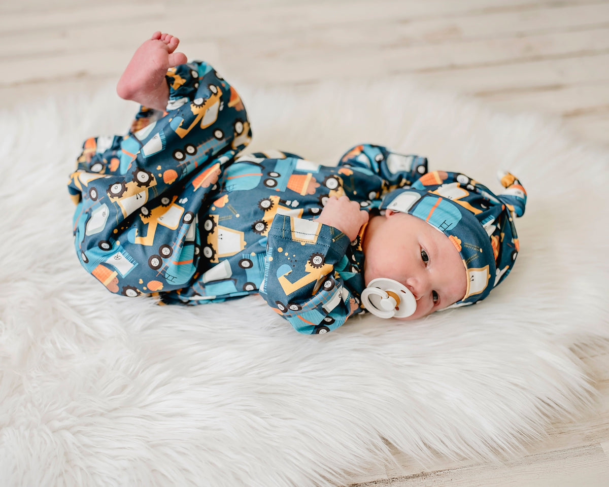 Boy's Truck Baby Gown & Hat Set