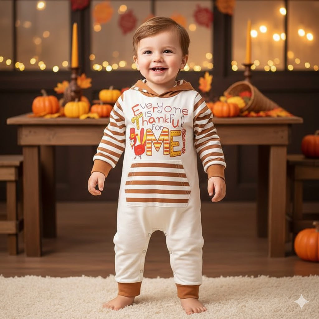 Boy's Thanksgiving Everyone is Thankful for Me Hooded Jumpsuit