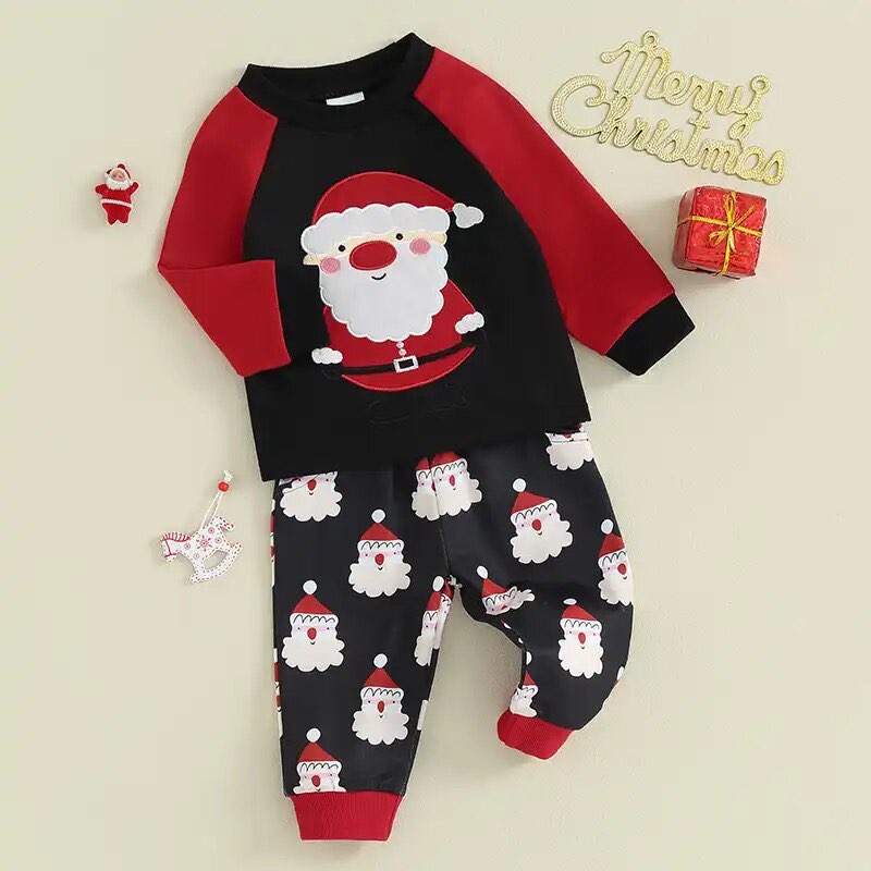 Boy's Black and Red Santa Christmas Outfit