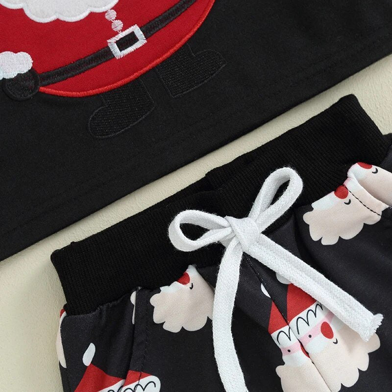 Boy's Black and Red Santa Christmas Outfit