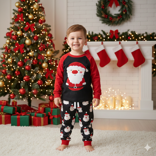 Boys' Black and Red Santa Claus Christmas Jogger Set