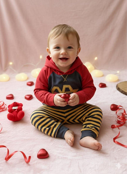 Boy's Love Machine Outfit – Valentine’s Hooded Shirt & Pants Set