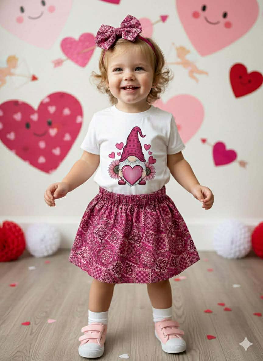 Girl's Handmade Pink Bandana Valentine's Day Outfits
