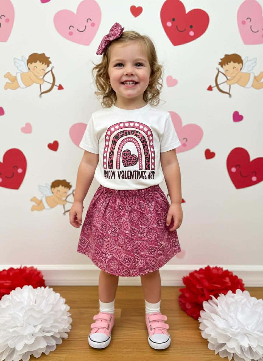 Girl's Handmade Pink Bandana Valentine's Day Outfits