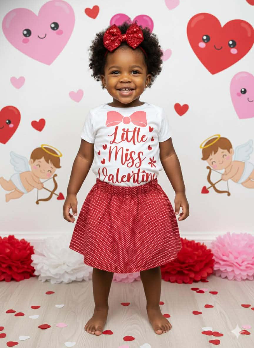 Girl's Handmade Red Hearts Valentine's Day Outfits