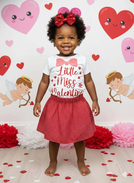 Girl's Handmade Red Hearts Valentine's Day Outfits