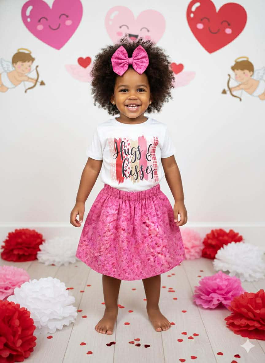 Handmade Toddler Girl Valentine Outfits – Pink Floral Skirt Collection